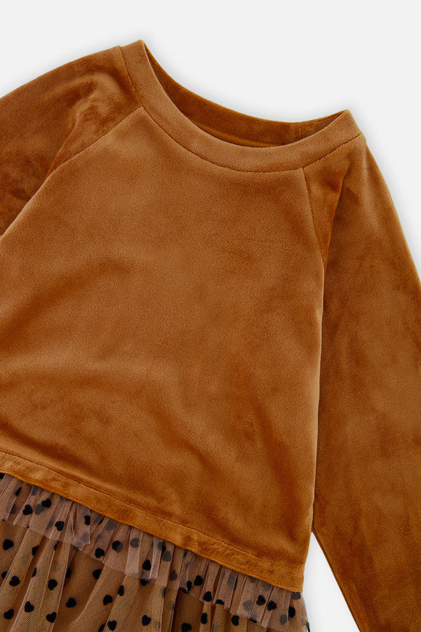Bi-Material Dress Brown - J20H86_09100