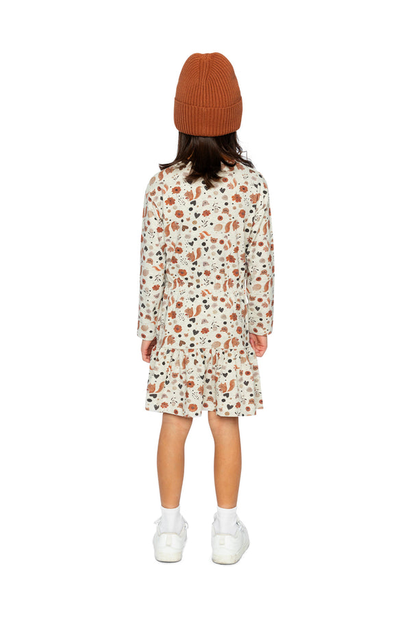 Organic Cotton Dress Beige With Squirrel Print - J20H87_2J288