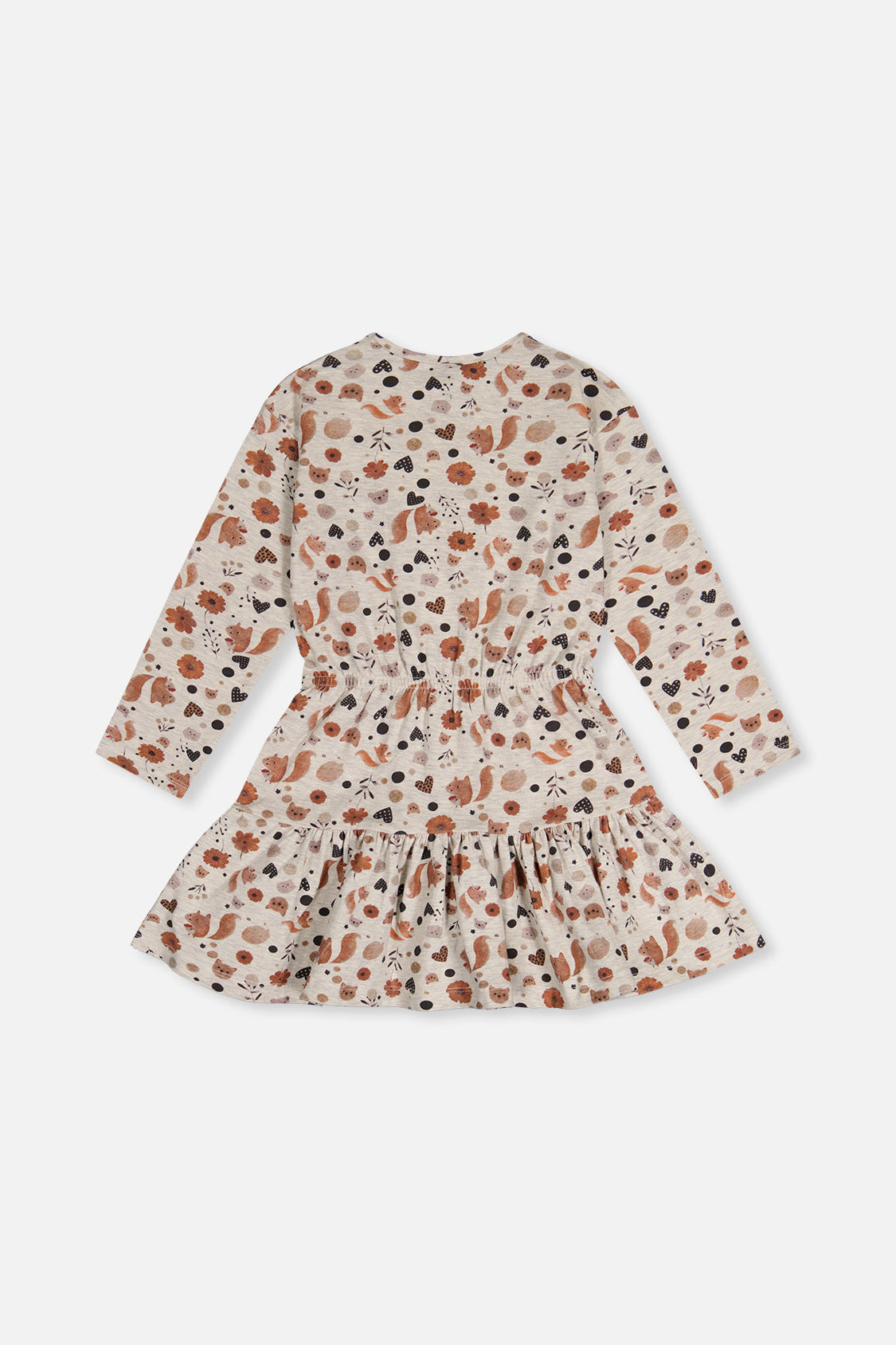 Organic Cotton Dress Beige With Squirrel Print - J20H87_2J288