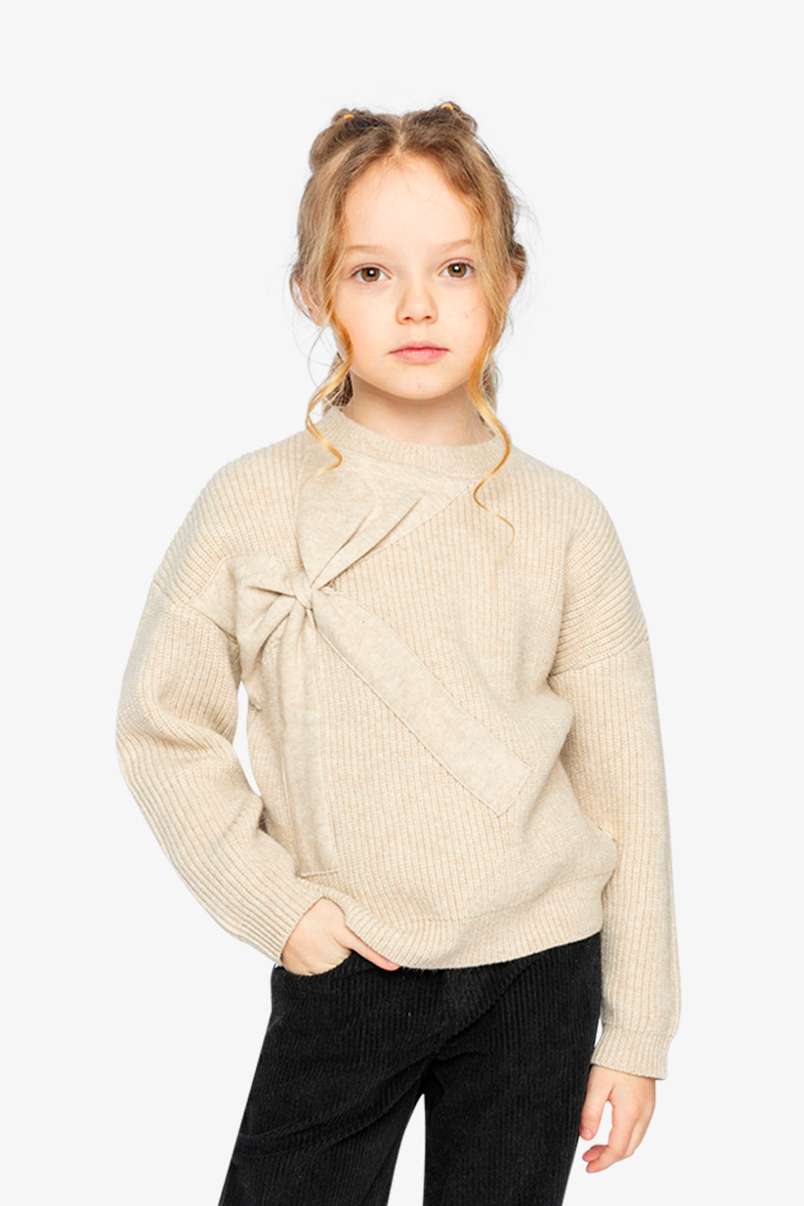 Sweater With Bow Beige - J20HT31_01010