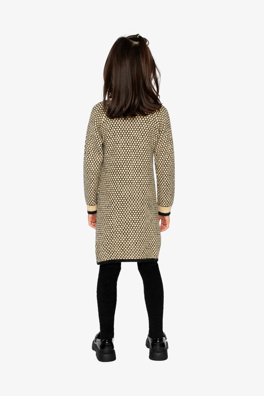 Knit Dress With Collar Beige And Black - J20HT85_09990