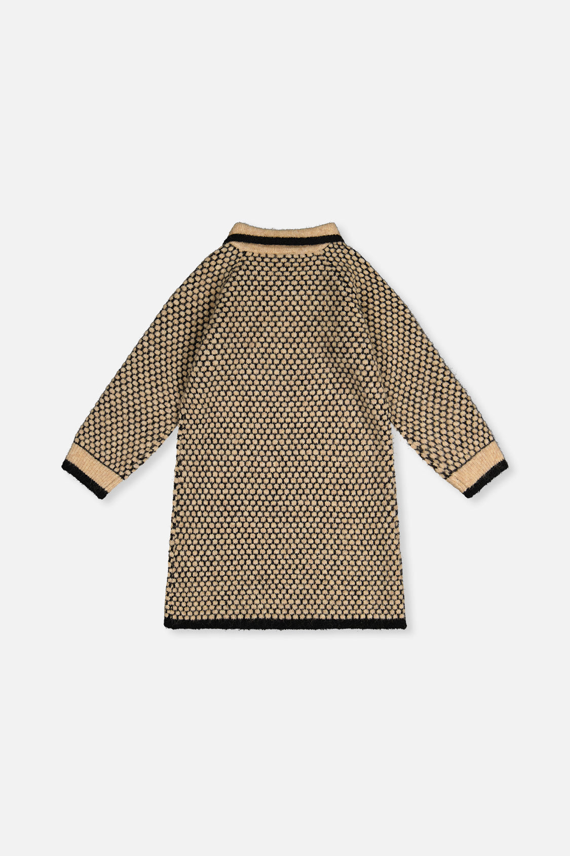 Knit Dress With Collar Beige And Black - J20HT85_09990