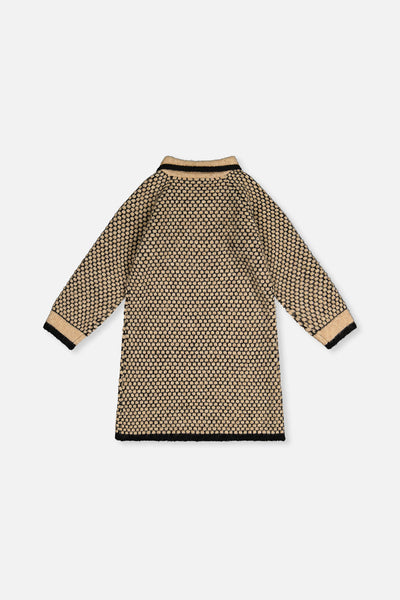 Knit Dress With Collar Beige And Black - J20HT85_09990