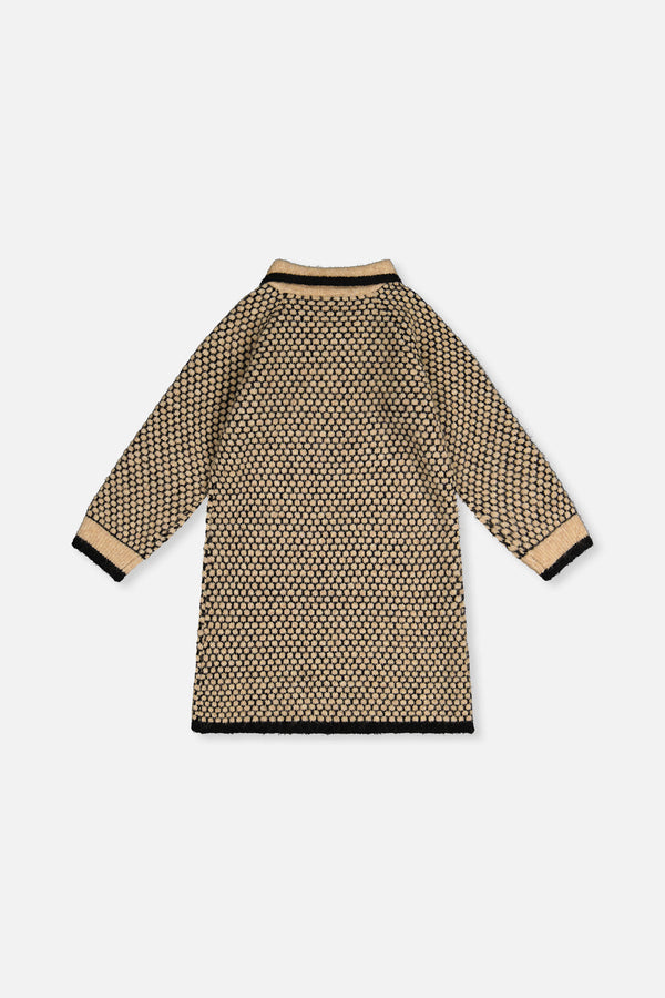 Knit Dress With Collar Beige And Black - J20HT85_09990