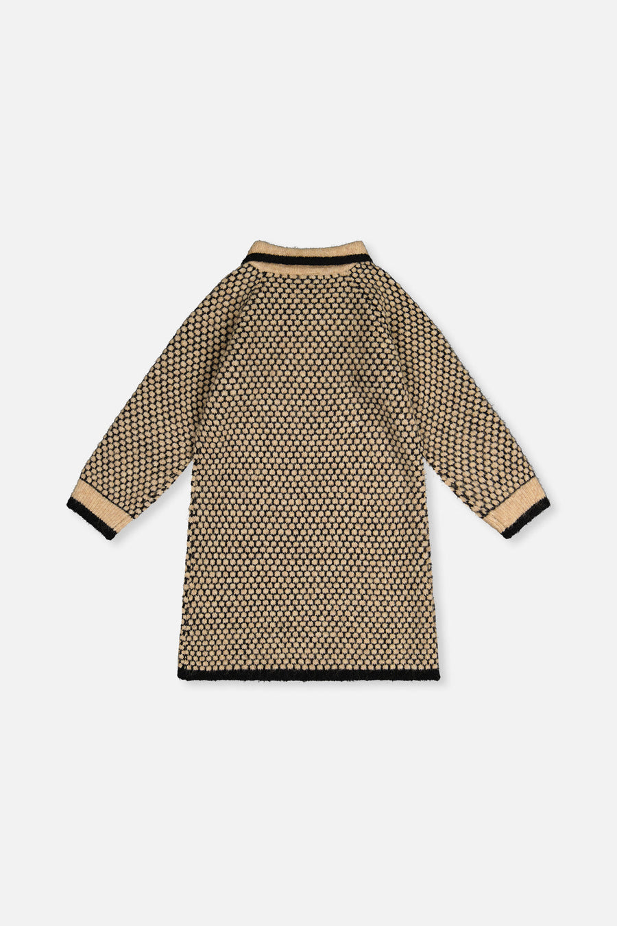 Knit Dress With Collar Beige And Black - J20HT85_09990