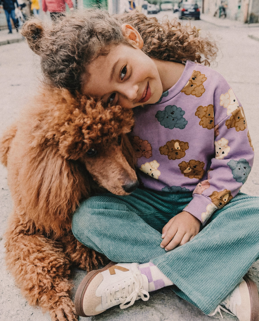 Bedrucktes Sweatshirt mit Purple-Poodle-Print