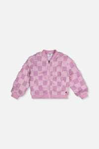 Faux Fur Jacquard Bomber Jacket Violet - J20I50_05180