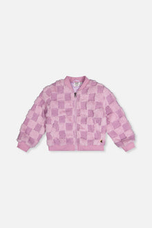 Faux Fur Jacquard Bomber Jacket Violet - J20I50_05180