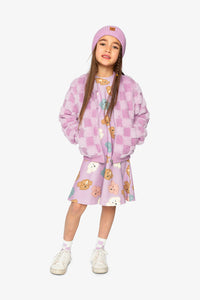 Faux Fur Jacquard Bomber Jacket Violet - J20I50_05180