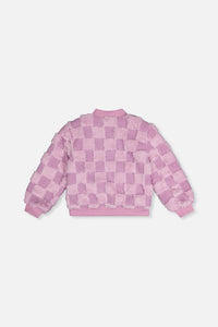 Faux Fur Jacquard Bomber Jacket Violet - J20I50_05180