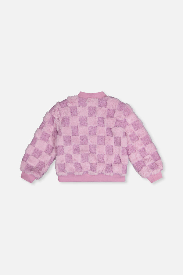 Faux Fur Jacquard Bomber Jacket Violet - J20I50_05180