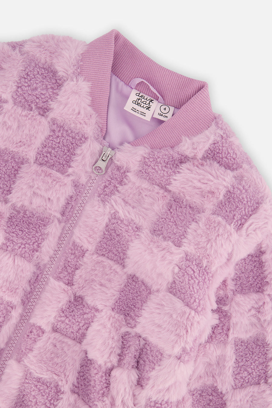 Faux Fur Jacquard Bomber Jacket Violet - J20I50_05180