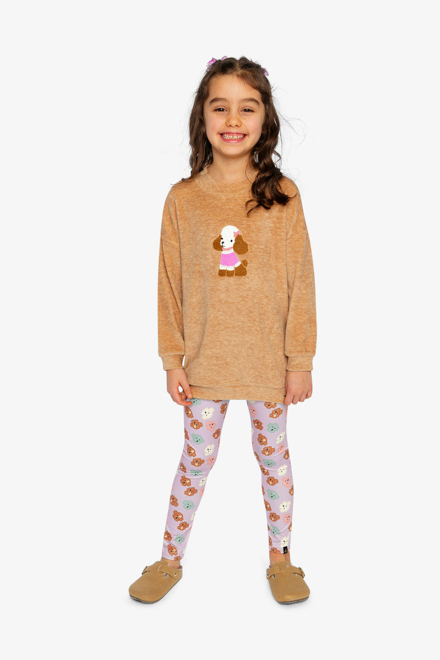 Organic Cotton Leggings Purple Poodle Print - J20I60_2J283