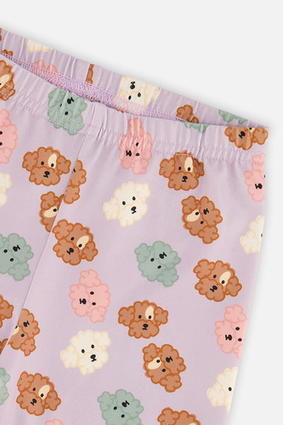 Organic Cotton Leggings Purple Poodle Print - J20I60_2J283