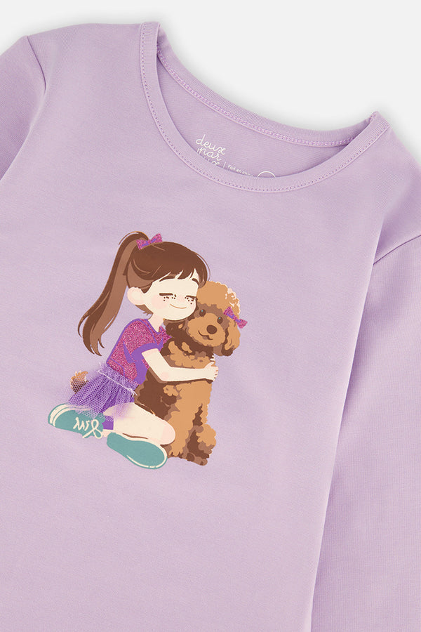 Long Sleeve Organic Cotton T-Shirt Lavender - J20I70_05180