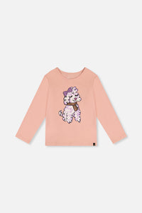 T-shirt manches longues rose en coton biologique