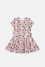 Short Sleeve Jersey Dress Purple Poodle Print