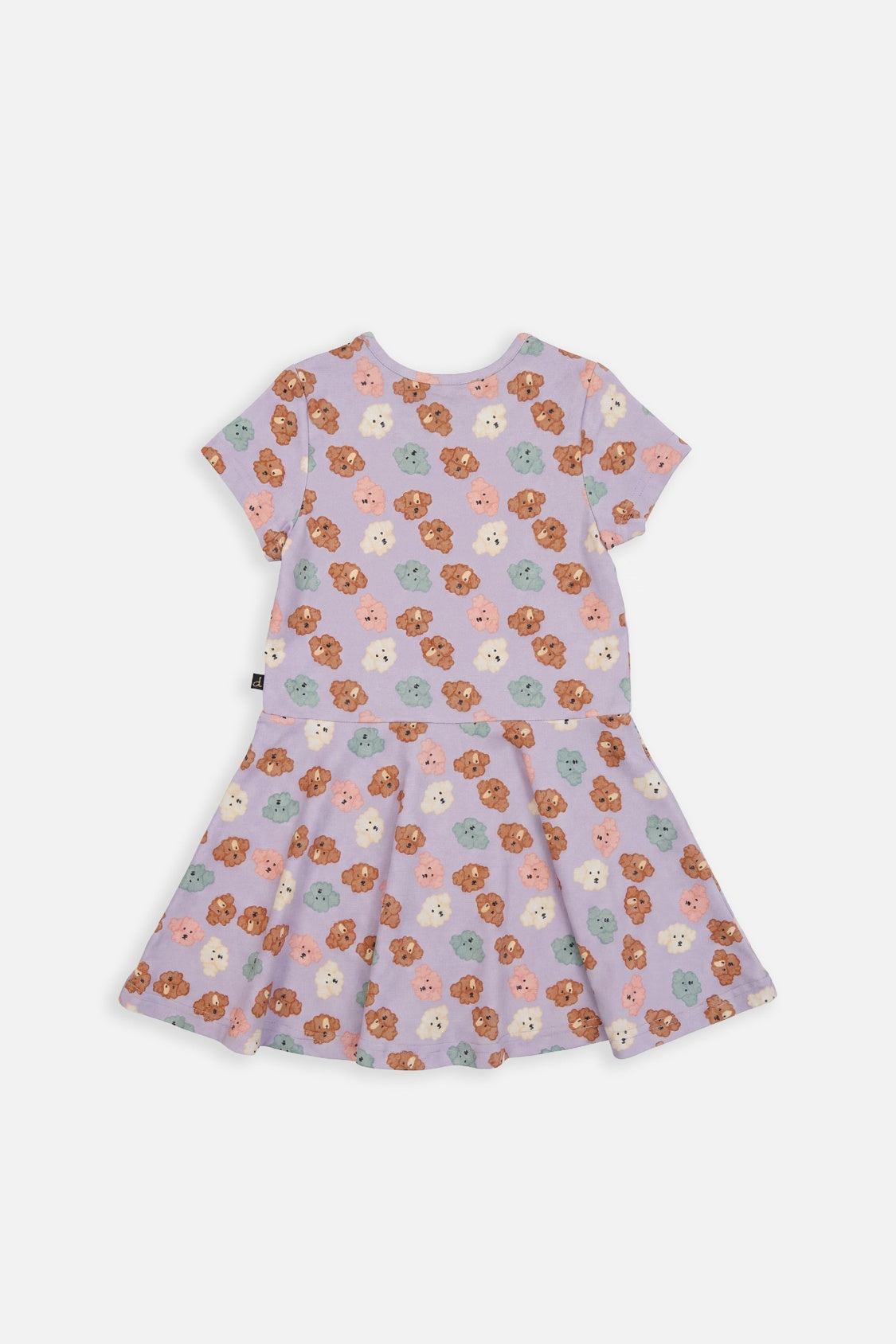 Short Sleeve Jersey Dress Purple Poodle Print
