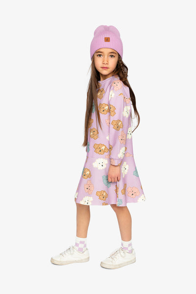 French Terry Dress Purple Poodle Print - J20I86_2J284