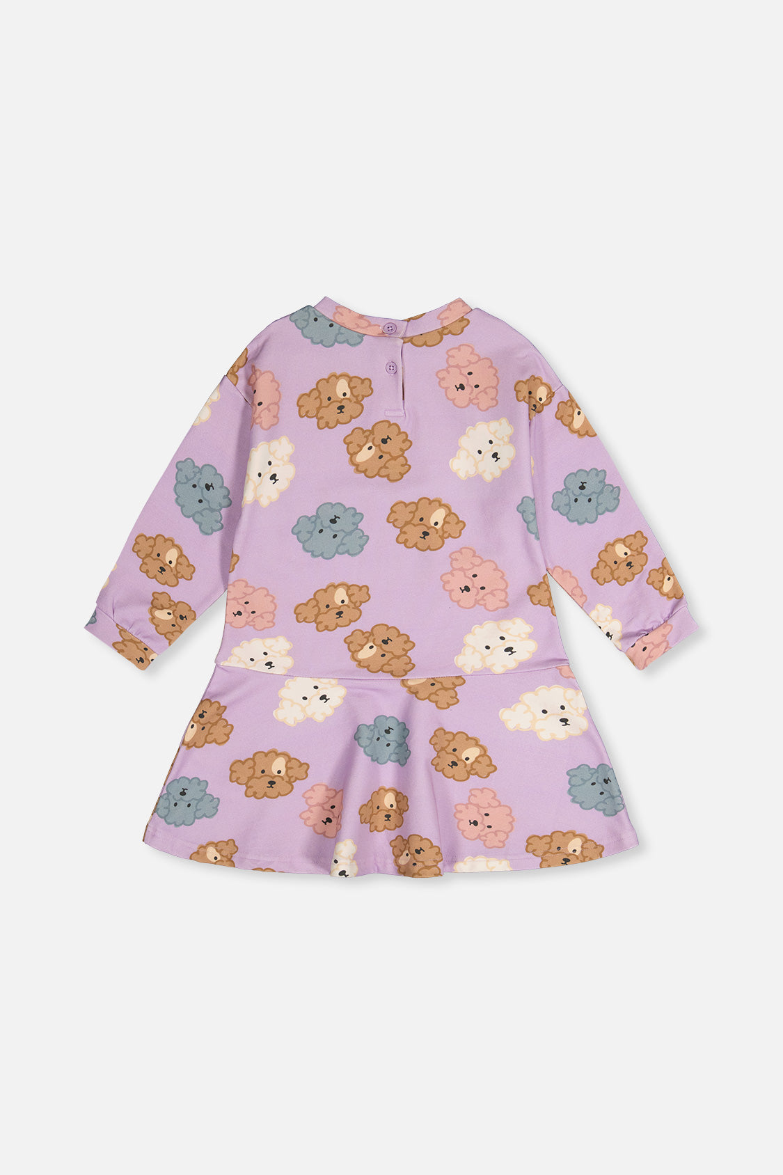 French Terry Dress Purple Poodle Print - J20I86_2J284