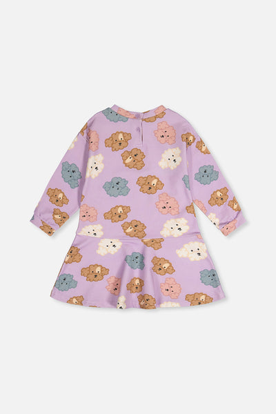 French Terry Dress Purple Poodle Print - J20I86_2J284