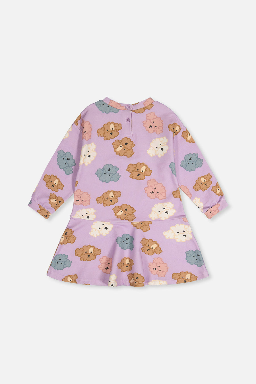 French Terry Dress Purple Poodle Print - J20I86_2J284