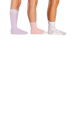 Socks (3 Pairs) Lavender, Pink, And White - J20IS_05180
