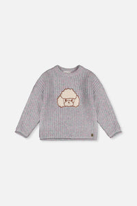 Pudel-Pullover in blassem Türkis und Flieder