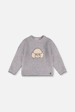 Poodle Sweater Pale Turquoise And Lilac - J20IT33_03250