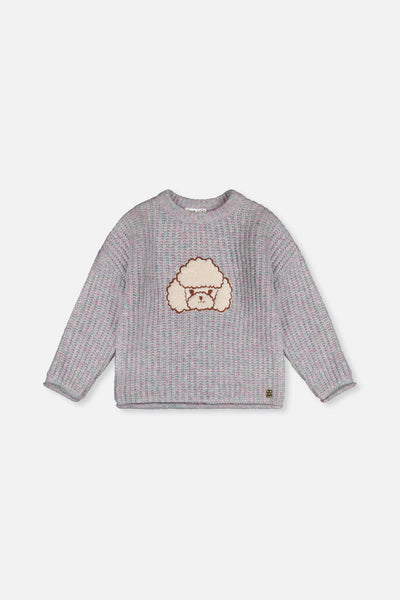 Poodle Sweater Pale Turquoise And Lilac - J20IT33_03250