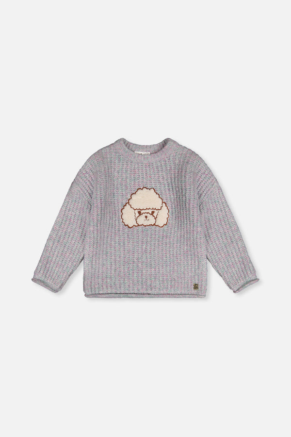 Poodle Sweater Pale Turquoise And Lilac - J20IT33_03250