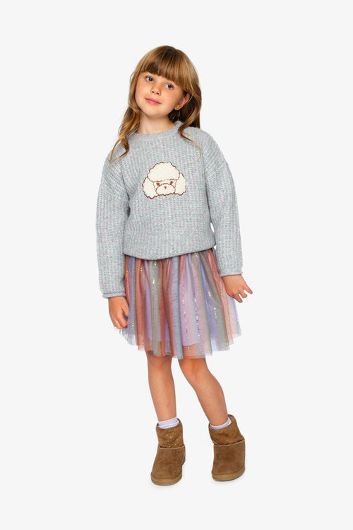 Poodle Sweater Pale Turquoise And Lilac - J20IT33_03250