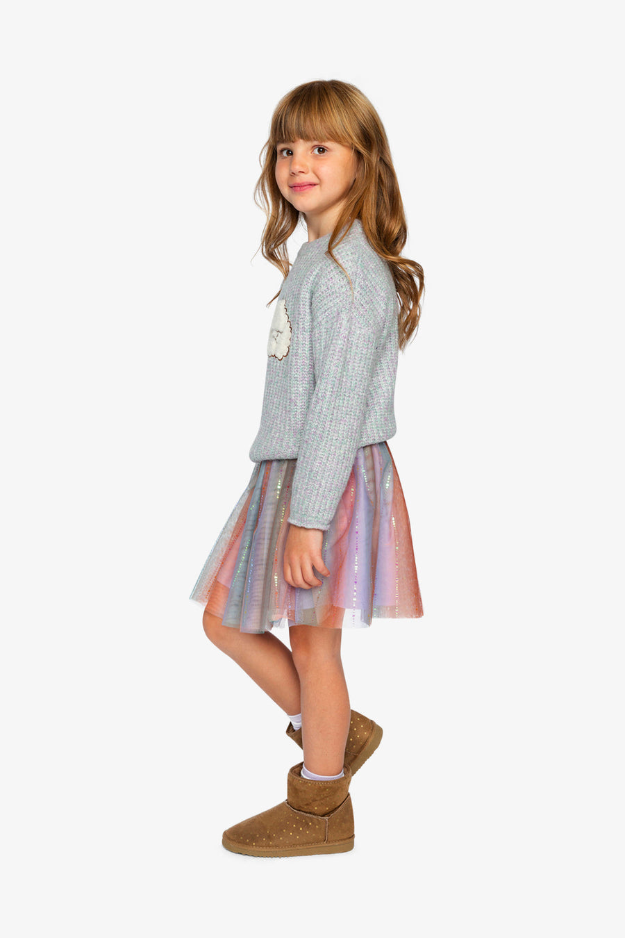 Poodle Sweater Pale Turquoise And Lilac - J20IT33_03250