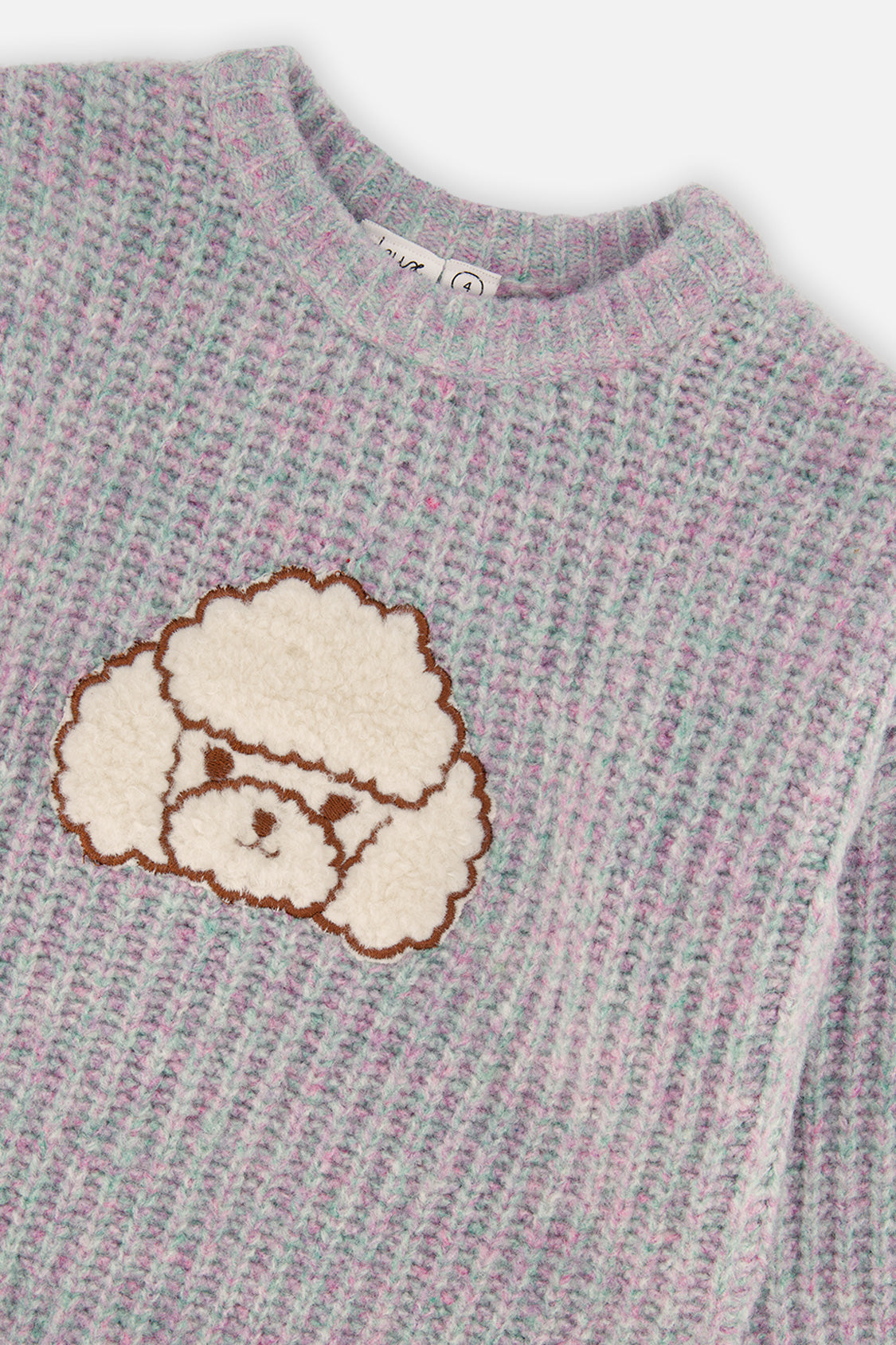 Poodle Sweater Pale Turquoise And Lilac - J20IT33_03250