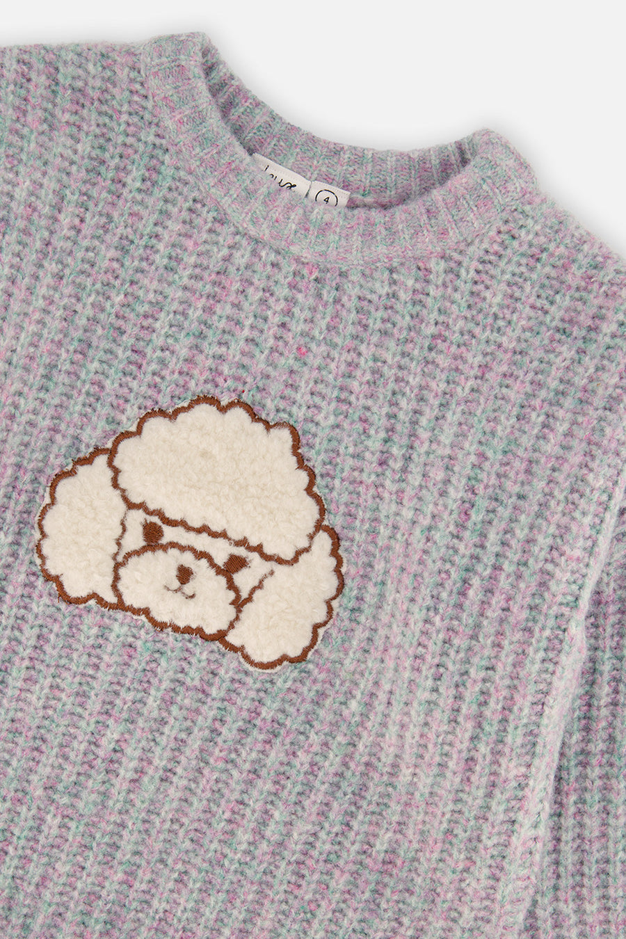 Poodle Sweater Pale Turquoise And Lilac - J20IT33_03250