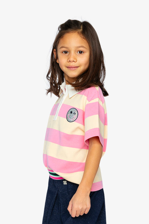 Polo Top Pink And Beige Stripes - J20J73_2J297
