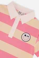 Polo Top Pink And Beige Stripes - J20J73_2J297