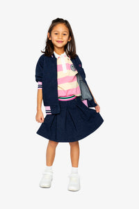 Pleated French Terry Skirt Navy Blue Denim - J20J80_01230