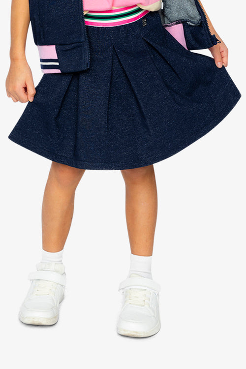 Pleated French Terry Skirt Navy Blue Denim - J20J80_01230