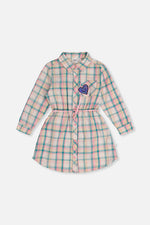 Shirt Dress With Belt Green And Pink Plaid - J20J86_2J296