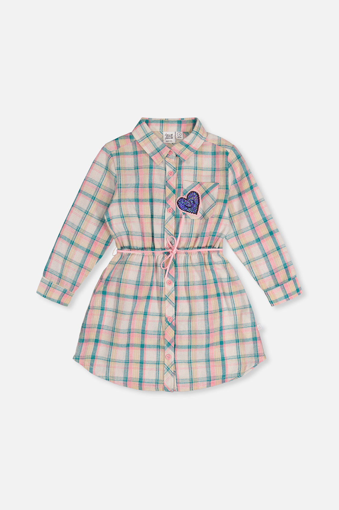 Shirt Dress With Belt Green And Pink Plaid - J20J86_2J296