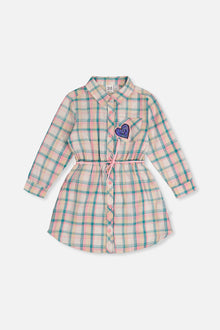 Shirt Dress With Belt Green And Pink Plaid - J20J86_2J296