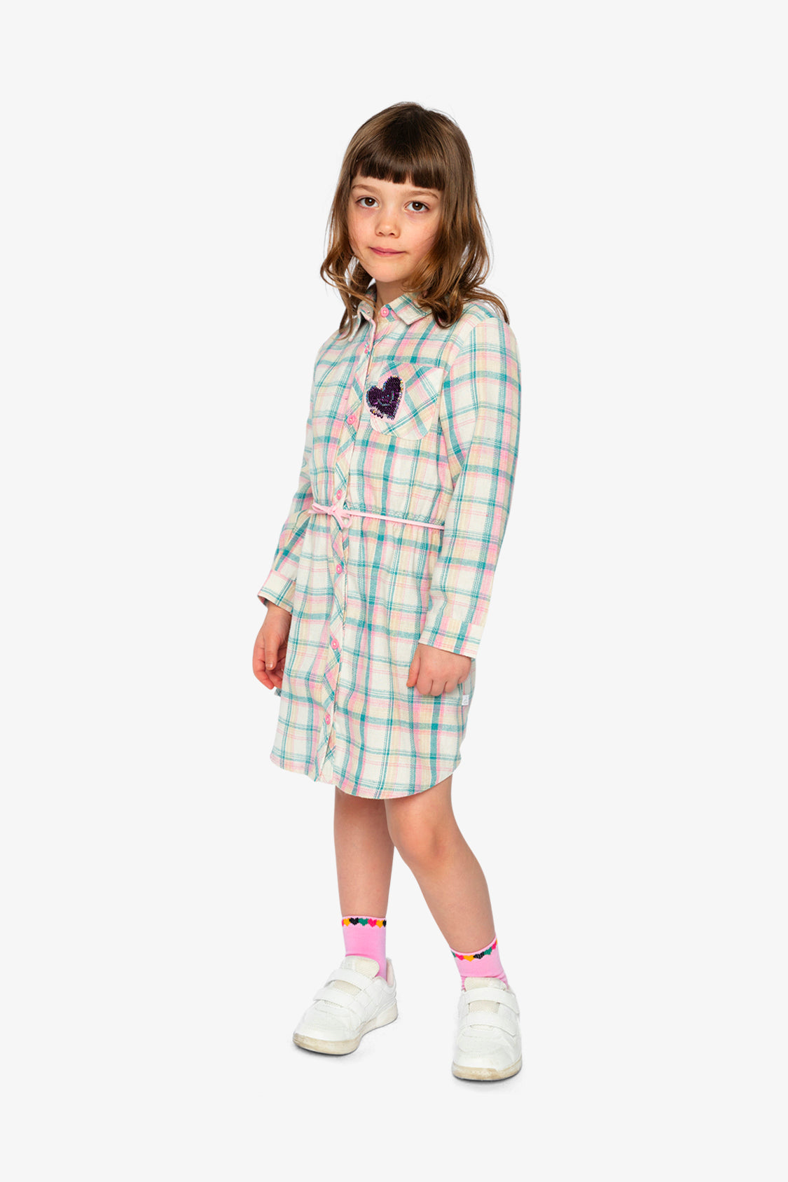 Shirt Dress With Belt Green And Pink Plaid - J20J86_2J296