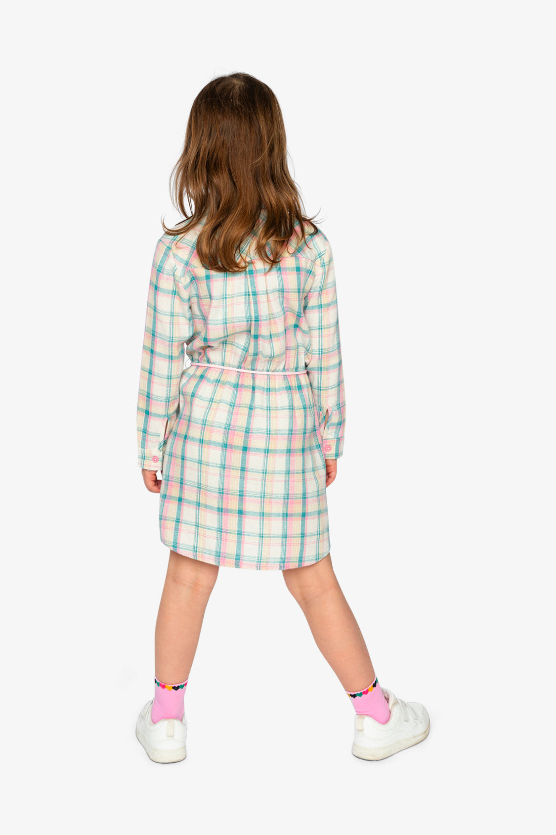 Shirt Dress With Belt Green And Pink Plaid - J20J86_2J296