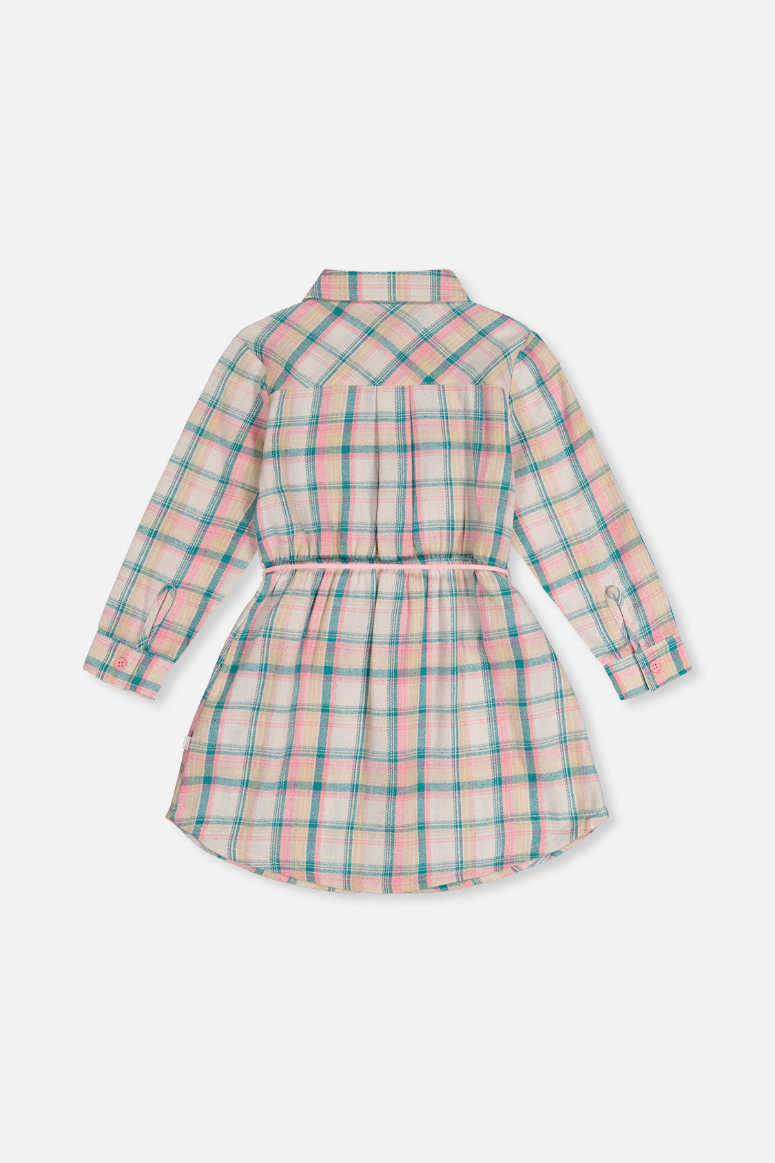 Shirt Dress With Belt Green And Pink Plaid - J20J86_2J296