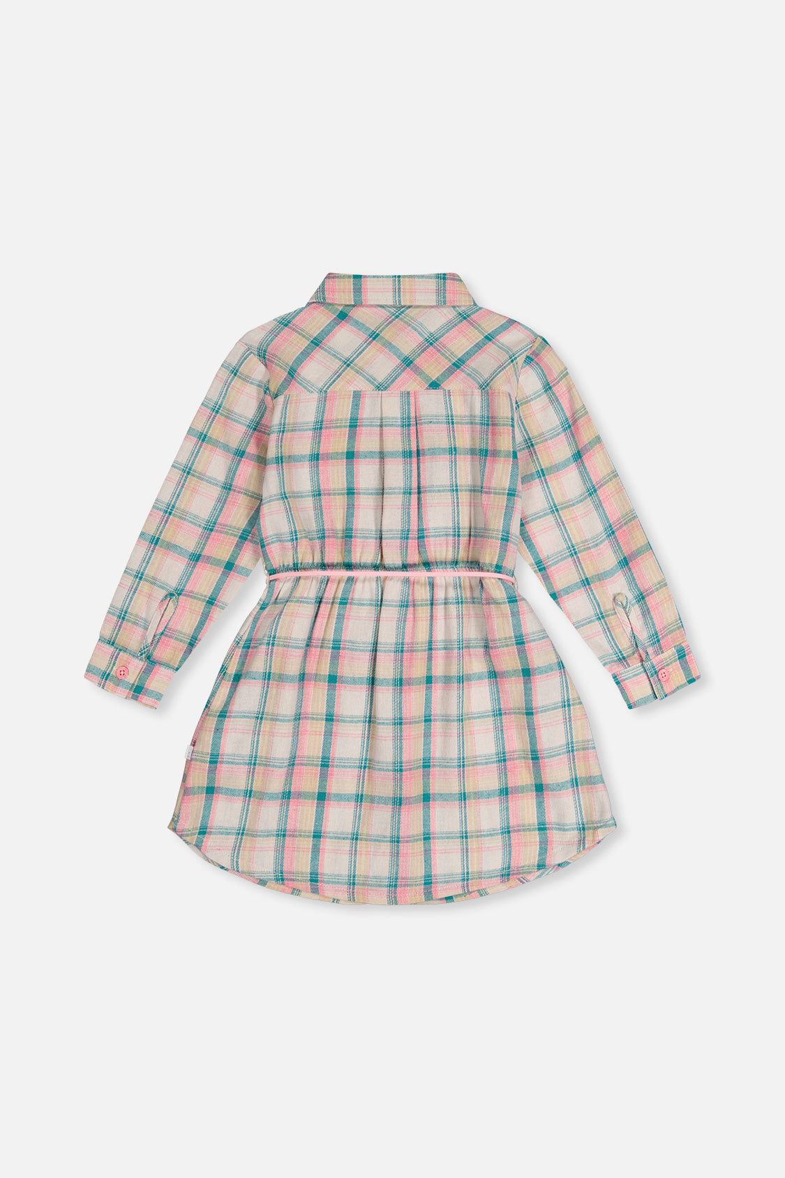 Shirt Dress With Belt Green And Pink Plaid - J20J86_2J296