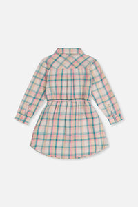 Shirt Dress With Belt Green And Pink Plaid - J20J86_2J296