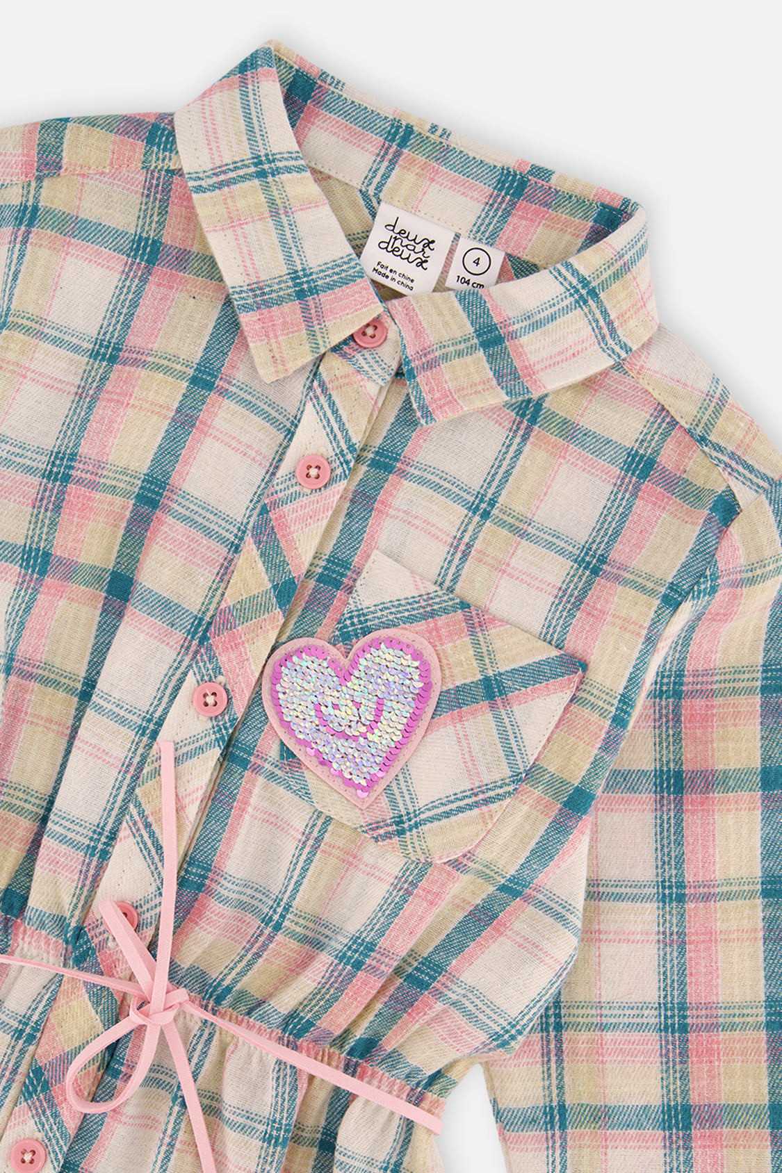 Shirt Dress With Belt Green And Pink Plaid - J20J86_2J296