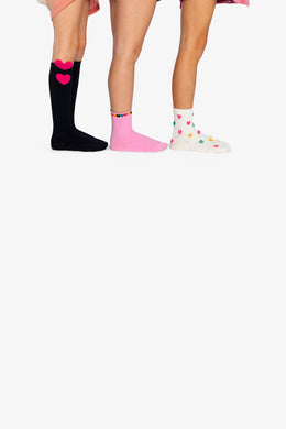 Socks (3 Pairs) Dark Blue, Pink And Beige - J20JS_04810