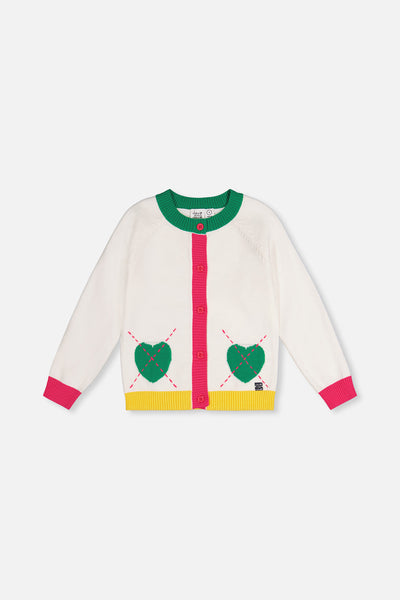 Knitted Cardigan Off-White, Green And Pink - J20JT31_01010
